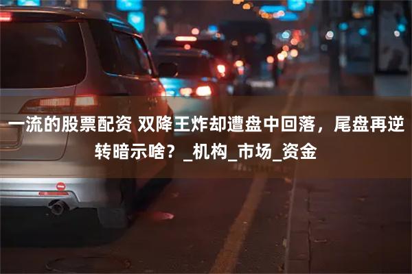 一流的股票配资 双降王炸却遭盘中回落，尾盘再逆转暗示啥？_机构_市场_资金