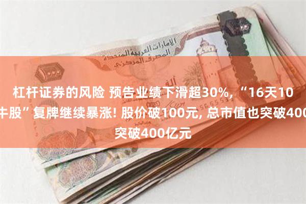 杠杆证券的风险 预告业绩下滑超30%, “16天10倍大牛股”复牌继续暴涨! 股价破100元, 总市值也突破400亿元
