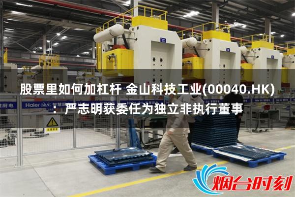 股票里如何加杠杆 金山科技工业(00040.HK)：严志明获委任为独立非执行董事